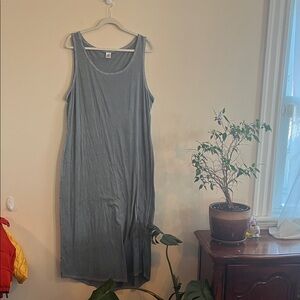 Peruvian Connection Maxi Dress Pima Cotton Slate Blue XL Casual Vintage Wash